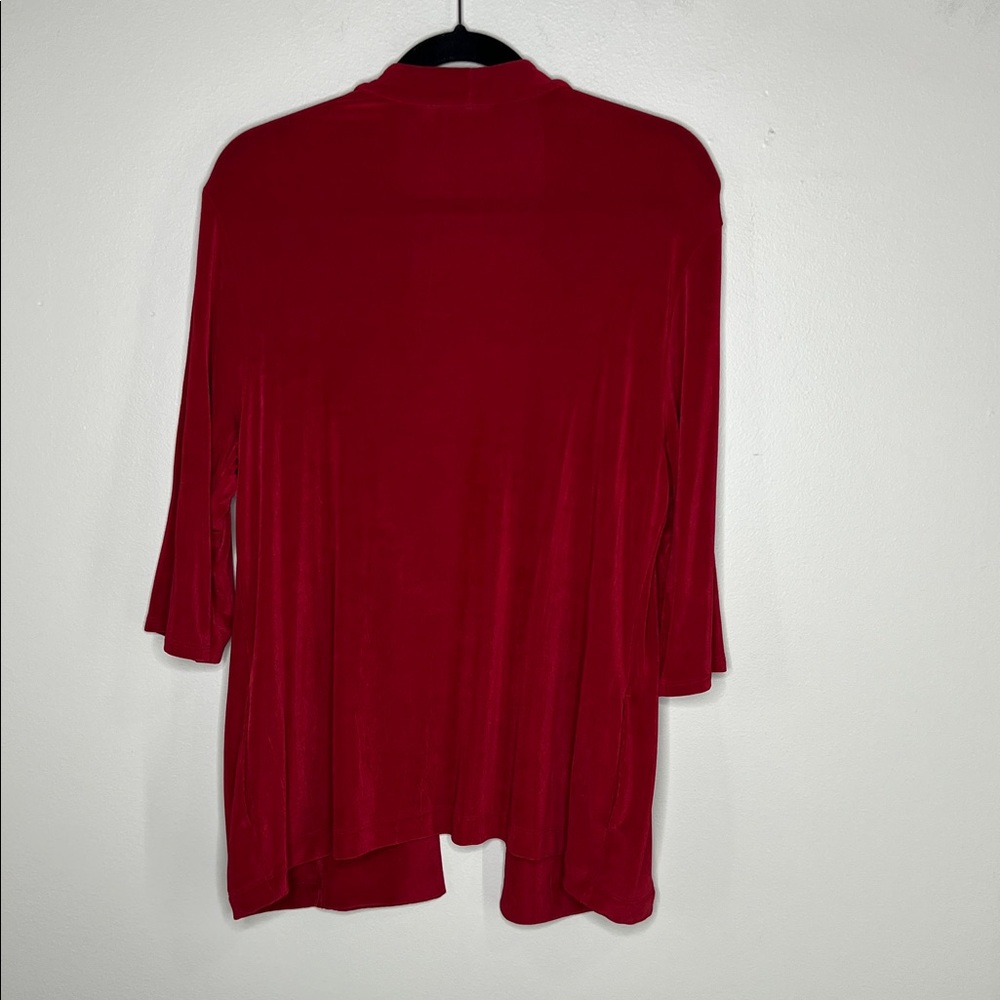 Chico's Travelers Red Open front Cardigan with Pockets size 2 - Picture 10 of 11